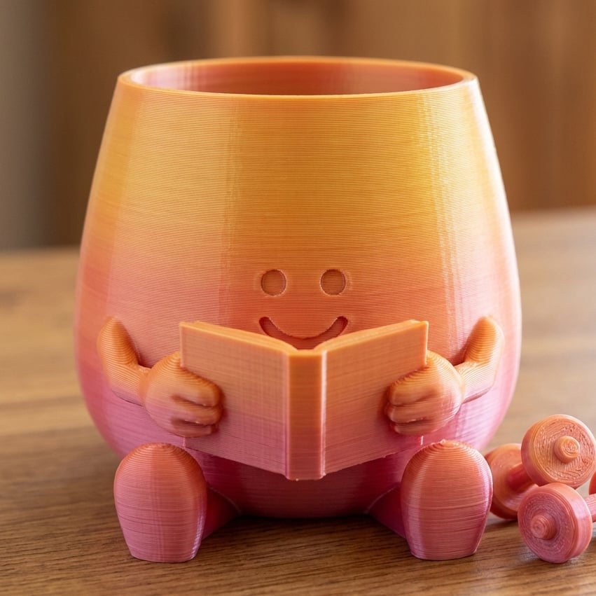 HAPPY FACE READING BOOK PLANTER 3d model