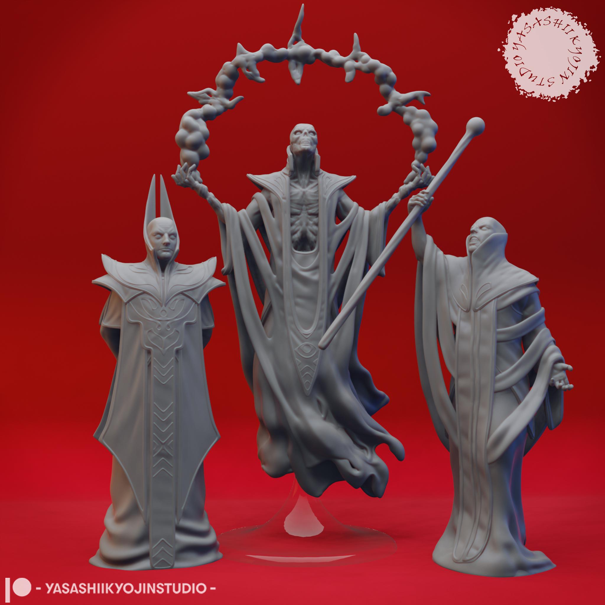 Red Wizard Cultists - Tabletop Miniatures (Pre-Supported) 3d model