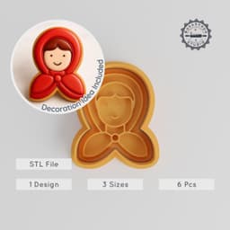 Little Red Riding Hood Cookie Cutter & Stamp Set, Fairy Tale Theme, 6 Pieces, S/M/L, Perfect for Cookies & Fondant PRODUCT_255 3d model