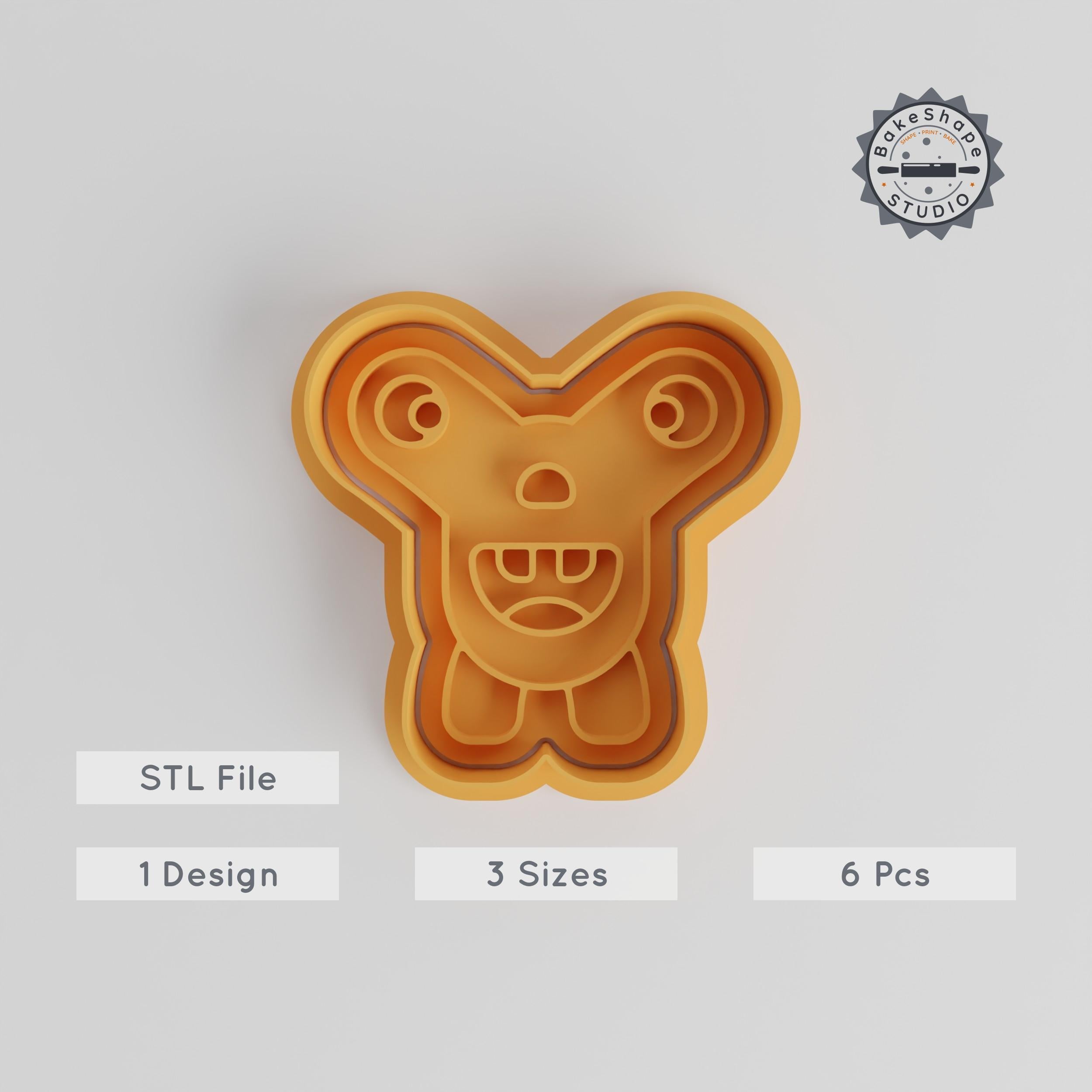 Wide Eyes Monster Shape Cutter & Stamp Set, Cookie & Fondant Decor, 3 Sizes, Cartoon Character, Baking Tool Collection PRODUCT_3074 3d model