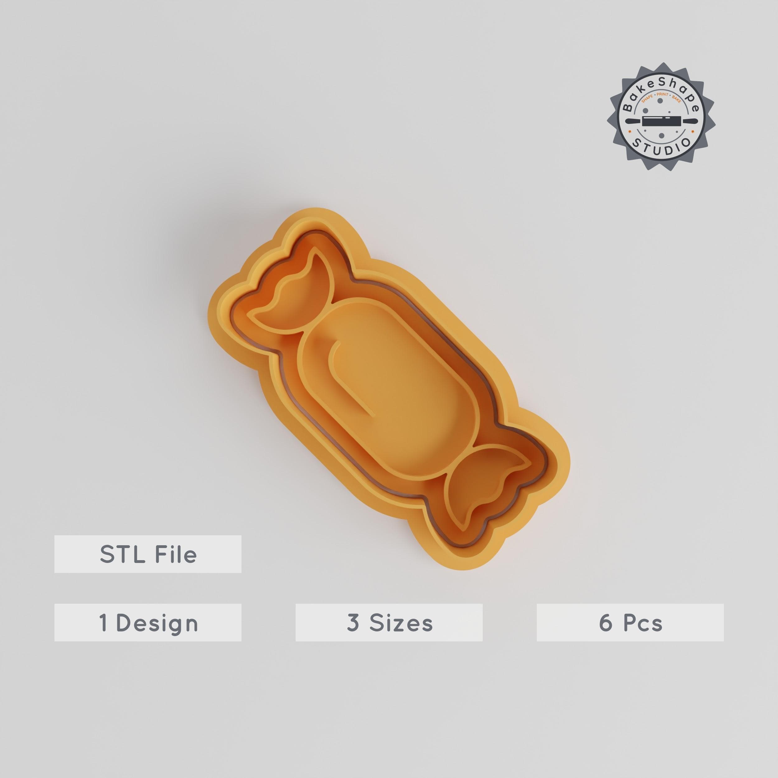Candy Shape Cutter & Stamp, Cookie or Fondant, Halloween Treat, Set of 6, Includes Small, Medium, Large Sizes PRODUCT_4268 3d model