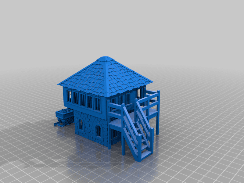 Signal box with train 3d model