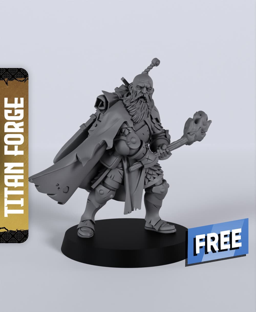 Human Male Paladin Mace - With Free Dragon - 5e DnD Inspired for RPG and Wargamers 3d model