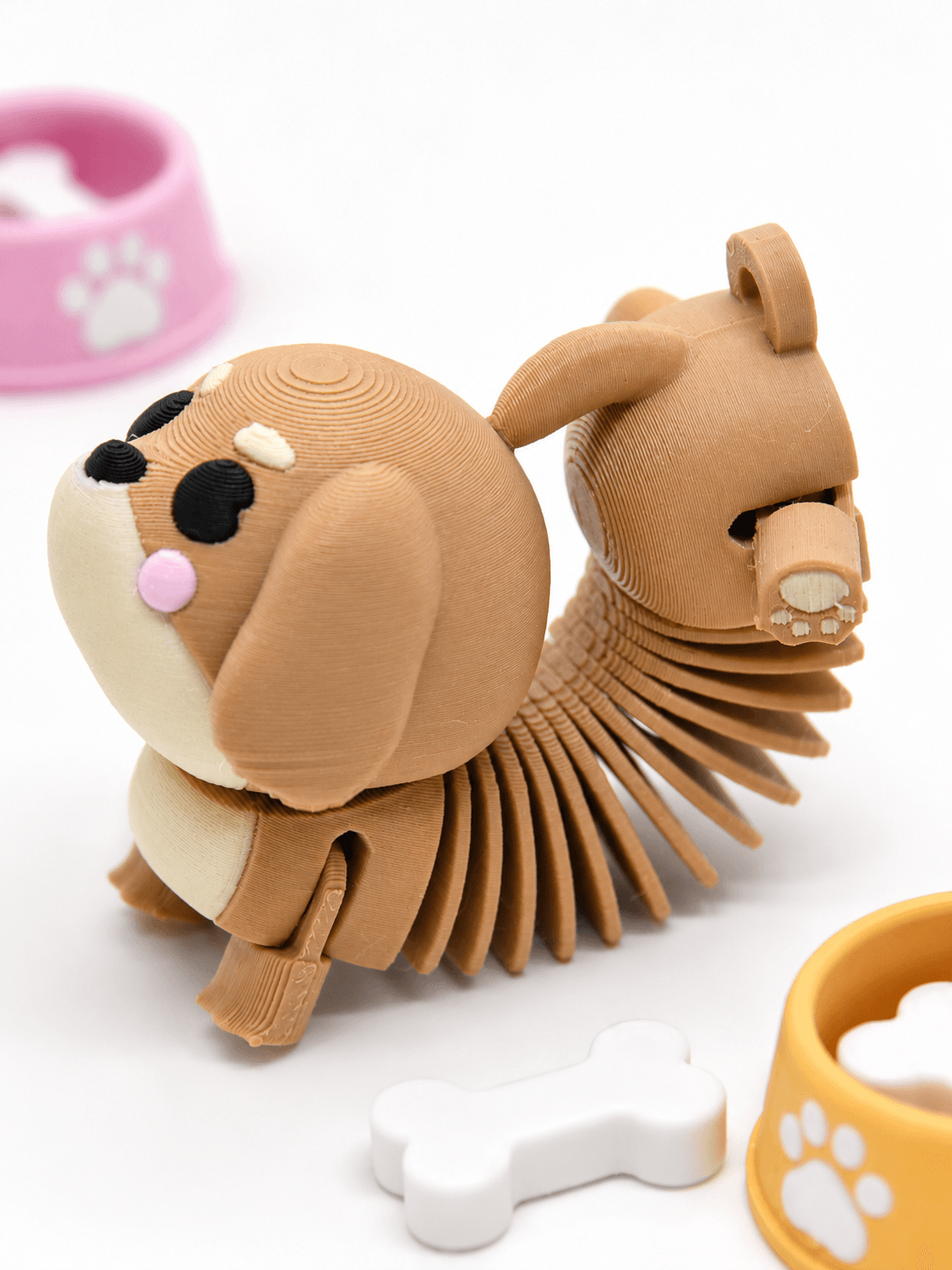 Kawaii Springy Flexi Dachshund Dog Toy Keychain(Multicolor) 3d model