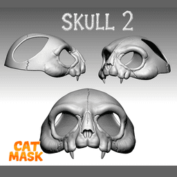 Cat Skull Mask for Cats V2 – 3D Printable Pet Cosplay 3d model