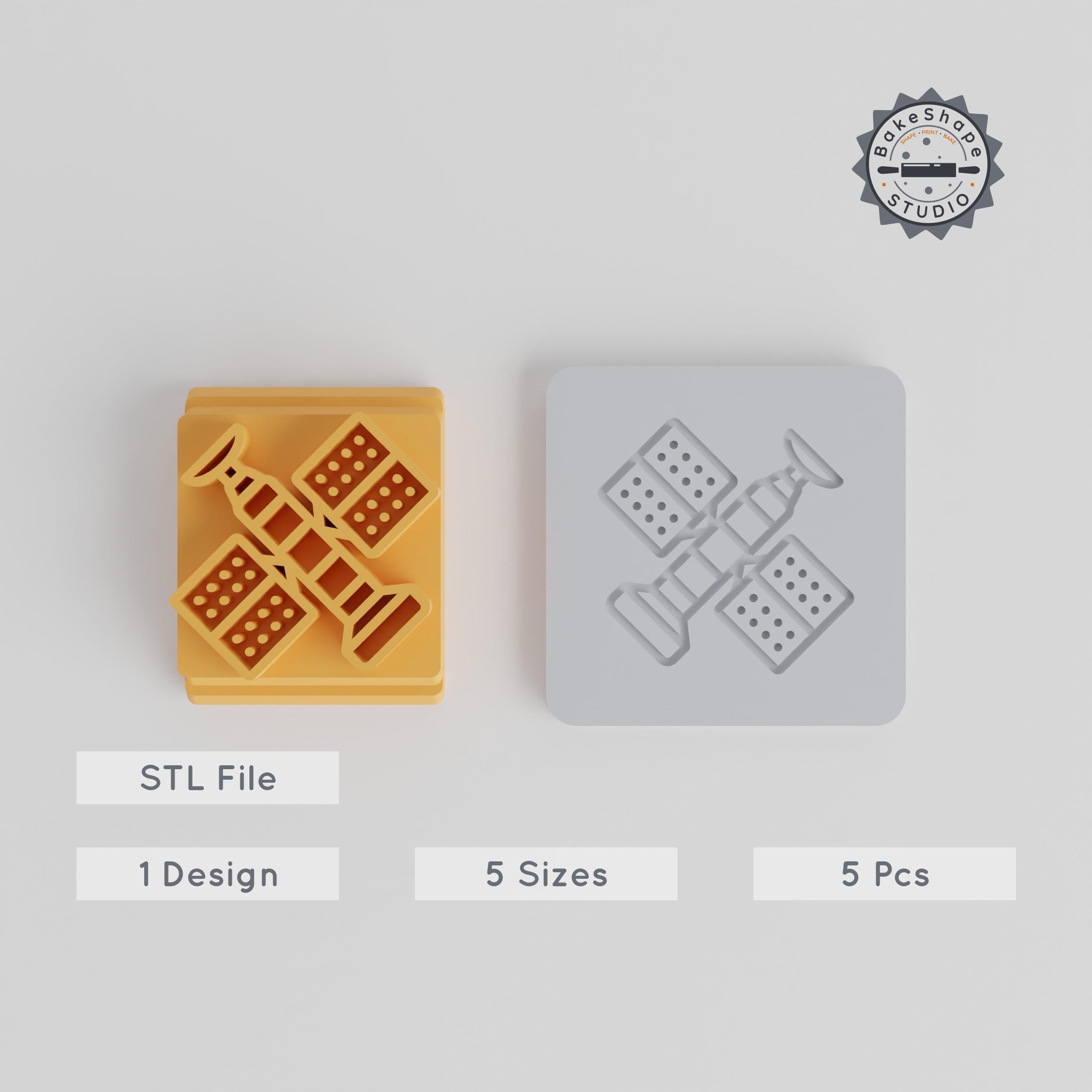 Space Satellite Stamp Tile Collection, 5 Sizes, Perfect for Clay, Cookies & Fondant PRODUCT_1731 3d model