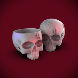 Spiders & Webs Skull +Bowl/Planter 3d model