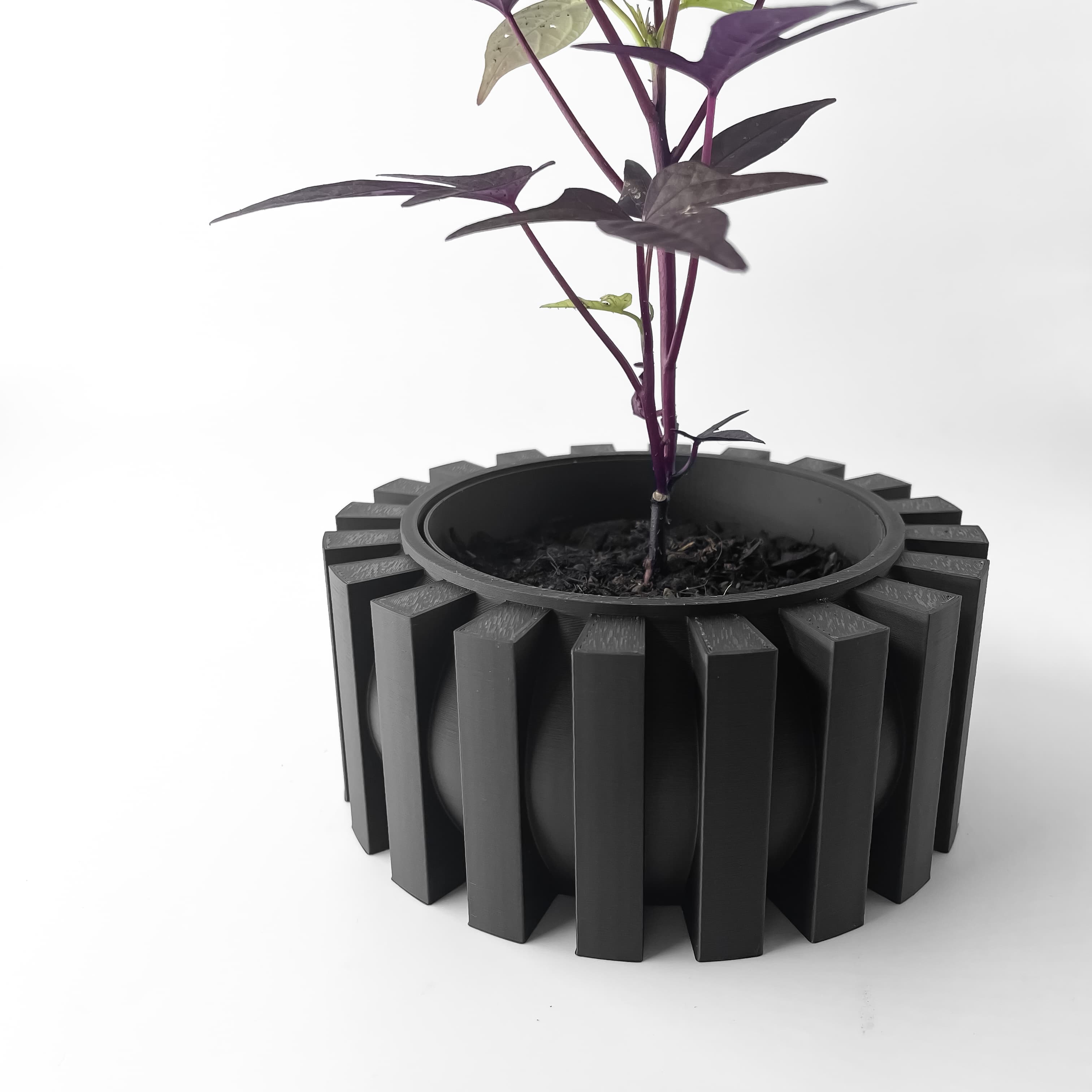 The Erlin Planter Pot with Drainage Tray & Stand Included | Modern and Unique Home Decor 3d model