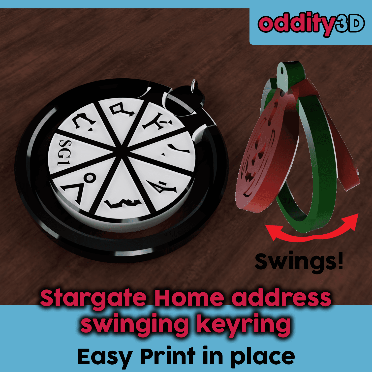 Stargate Home Address Swinging key ring 3d model