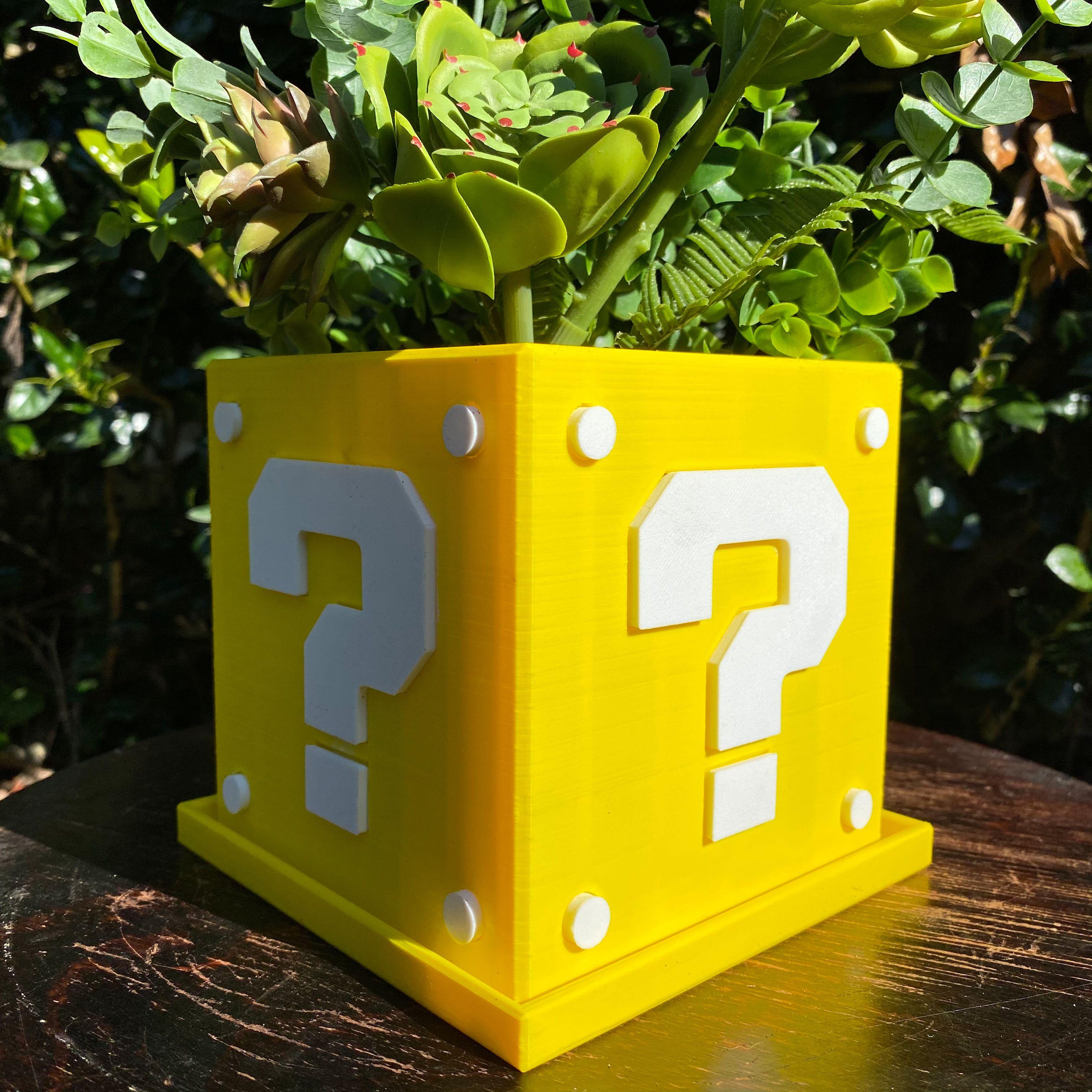 Question Box Planter (Mario Themed) | 2 Versions - Single Color and Dual Color Print 3d model