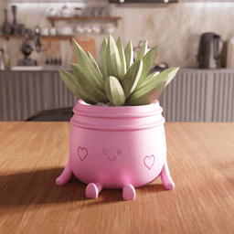 Cute Smiling Character Heart Planter 3d model
