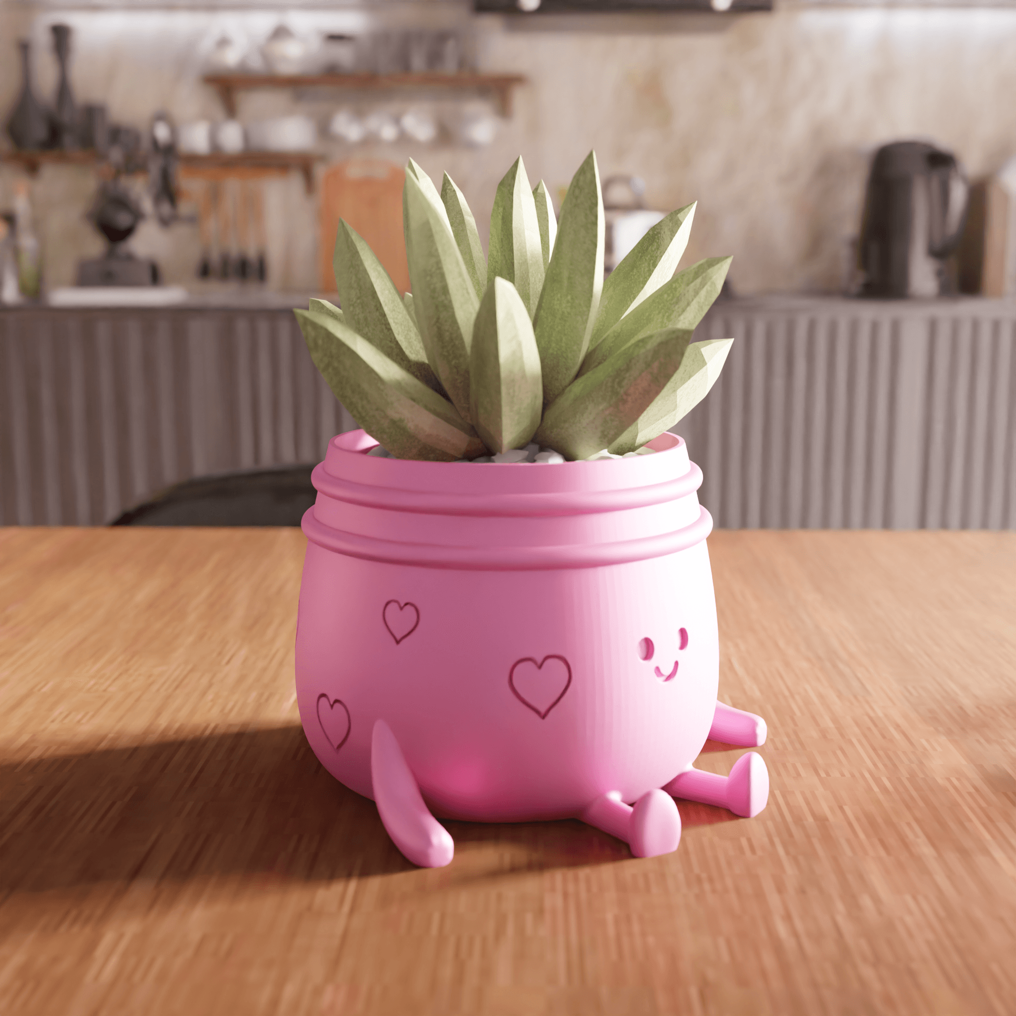 Cute Smiling Character Heart Planter 3d model