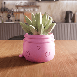Cute Smiling Character Heart Planter 3d model