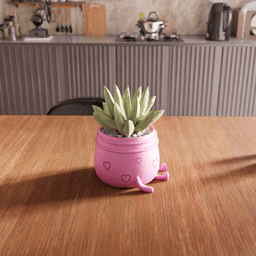 Cute Smiling Character Heart Planter 3d model
