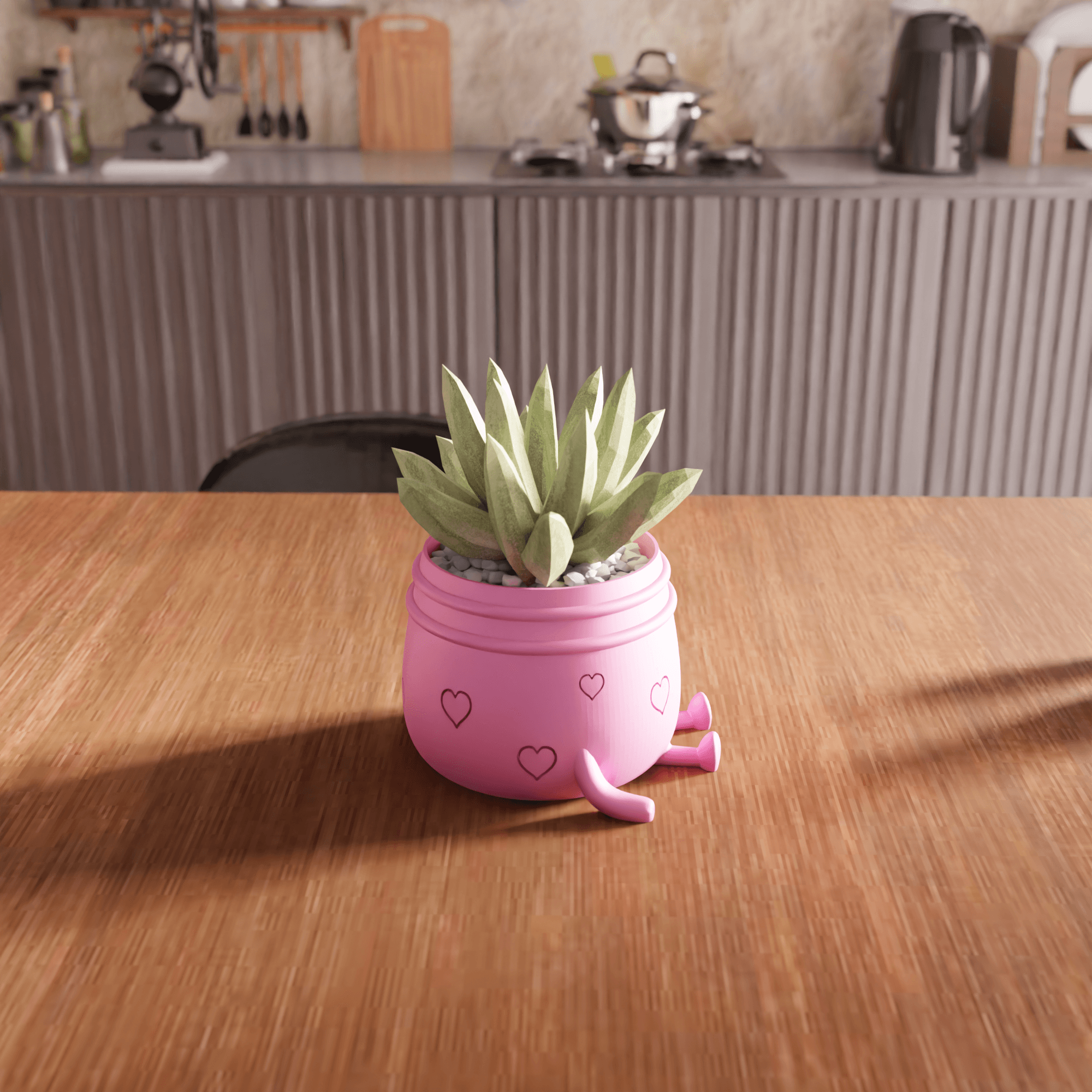 Cute Smiling Character Heart Planter 3d model