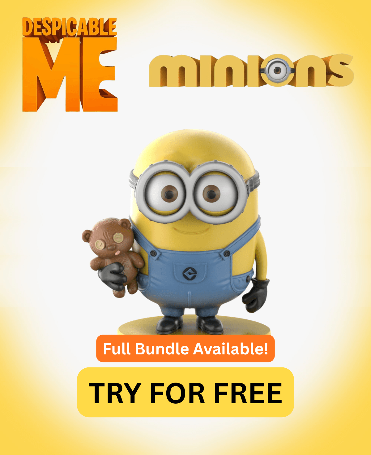 Bob Minion Despicable Me - Free Sample STL | Full 16-Character Bundle on Profile 3d model