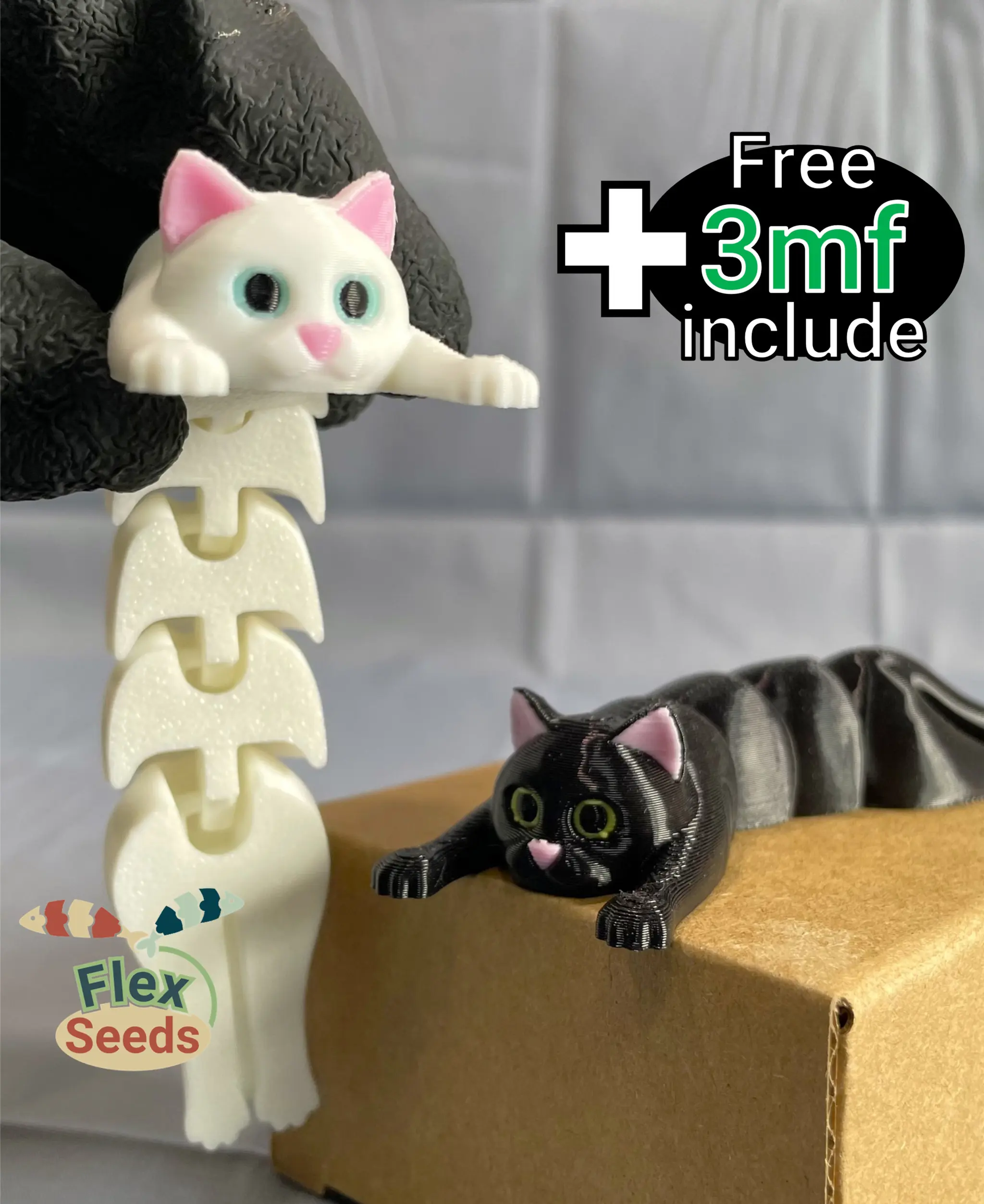 Flexi Holding Cat (Print-in-place) 3d model