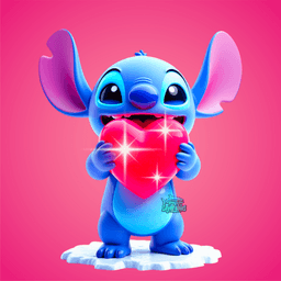 Stitch Heart STL - Chibi Cute Alien Holding Heart - Valentine 3D Print Figure 3d model