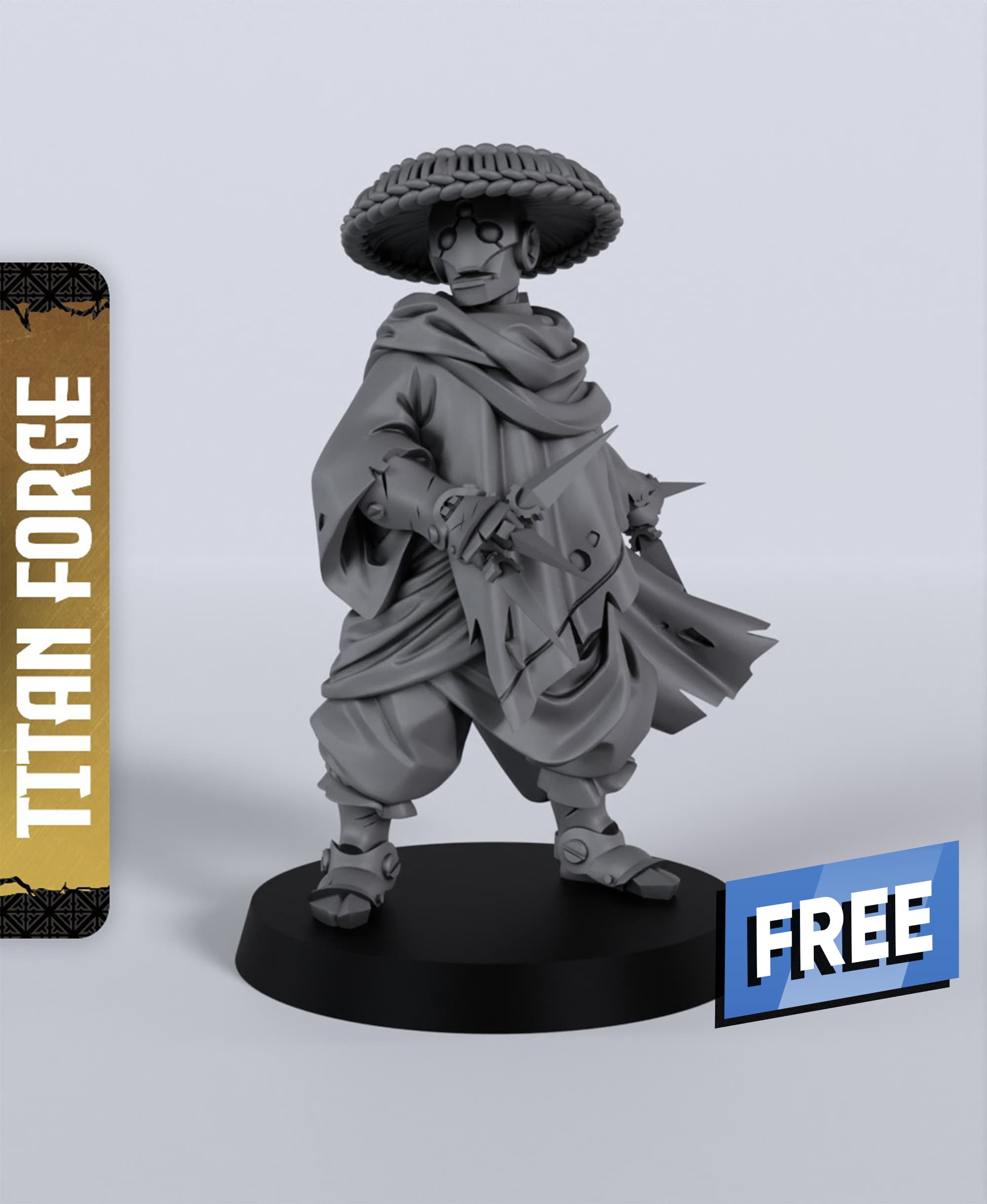 Free Warforged Monk B - With Free Dragon - 5e DnD Inspired for RPG and Wargamers 3d model