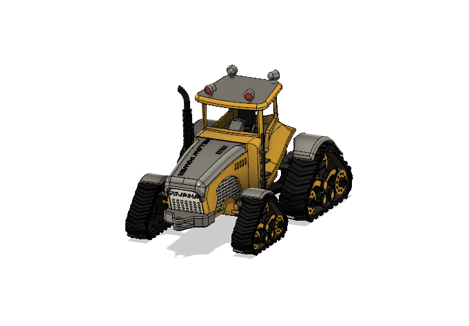 Yellow Industrial Tractor With Movements 3d model