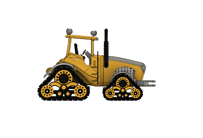 Yellow Industrial Tractor With Movements 3d model