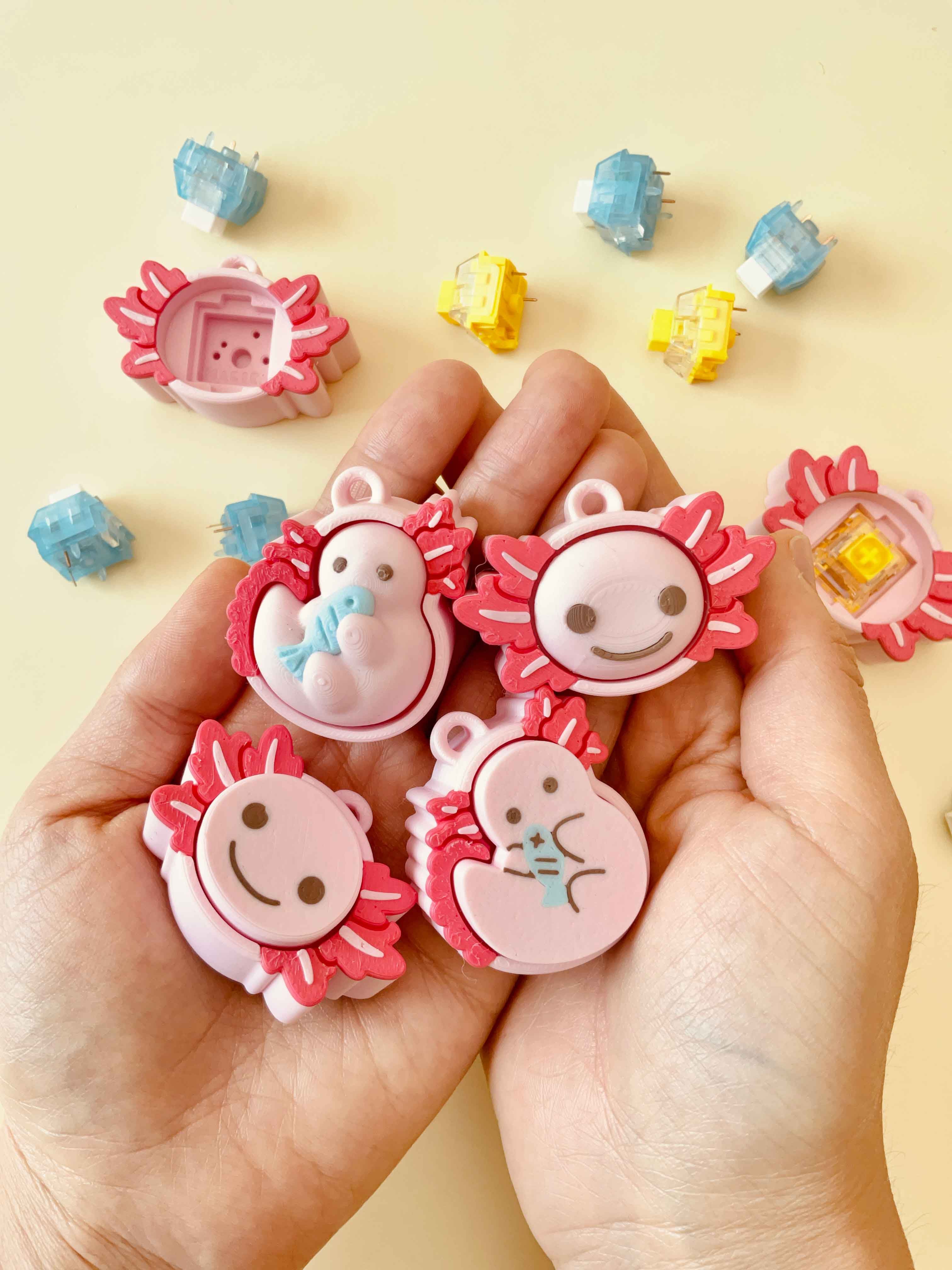 Axolotl Clicker Keychain Fidget Toy Bundle 3d model
