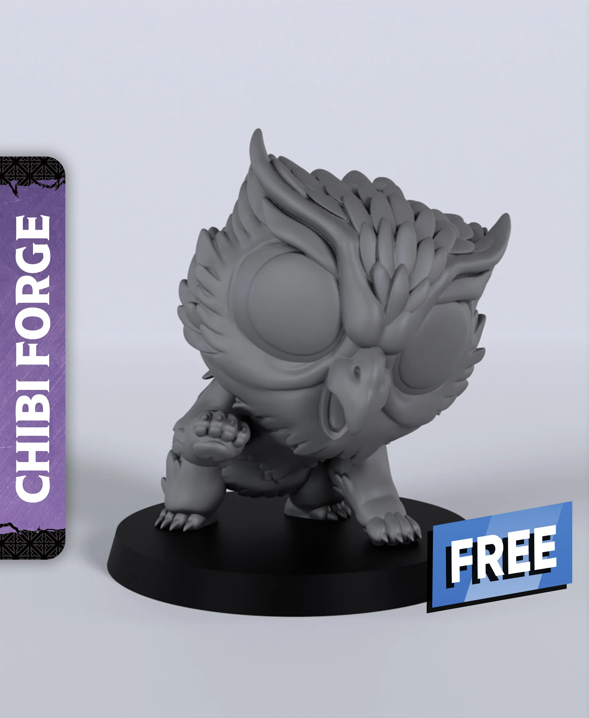 Chibi Owlbear Cub - With Free Dragon - 5e DnD Inspired for RPG and Wargamers 3d model