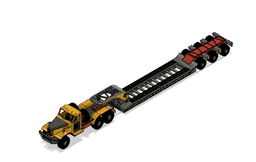 Yellow Zil Truck Lowboy Trailer 3d model