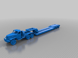 Yellow Zil Truck Lowboy Trailer 3d model