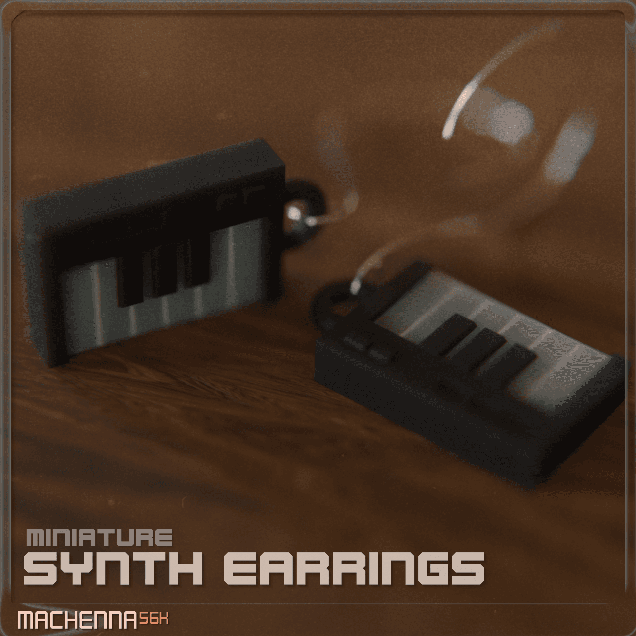 Mini Digital Synth Earrings 3d model
