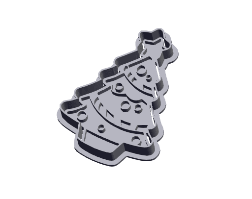 Christmas Tree - Cookie Cutter with Stamp 3d model