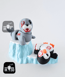 Mini Flexi Bundle - Killer Penguin + Sea Lion + Diorama 3d model