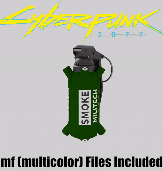Cyberpunk 2077 Smoke Grenade / 3mf 3d print Military Grenade Airsoft 3d model