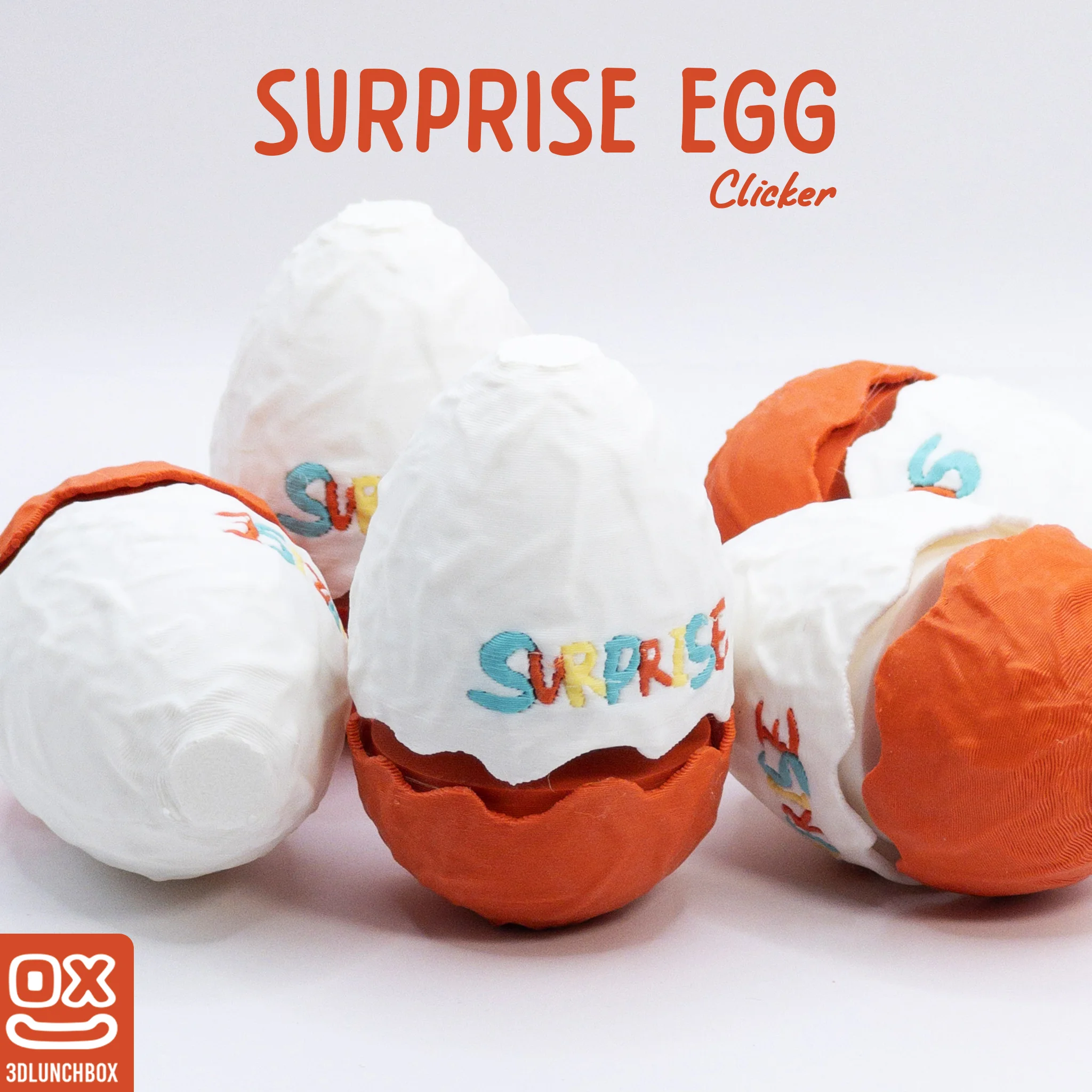 Surprise Egg Fidget Clicker - Nostalgic 90s Inspired 3D Printed Mechanical Desk Toy 3d model