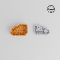 Cement Truck Shape Cutter & Stamp, Cookie Fondant Set, Mixer Truck Construction Theme, 6 Pieces, S/M/L Sizes PRODUCT_3206 3d model