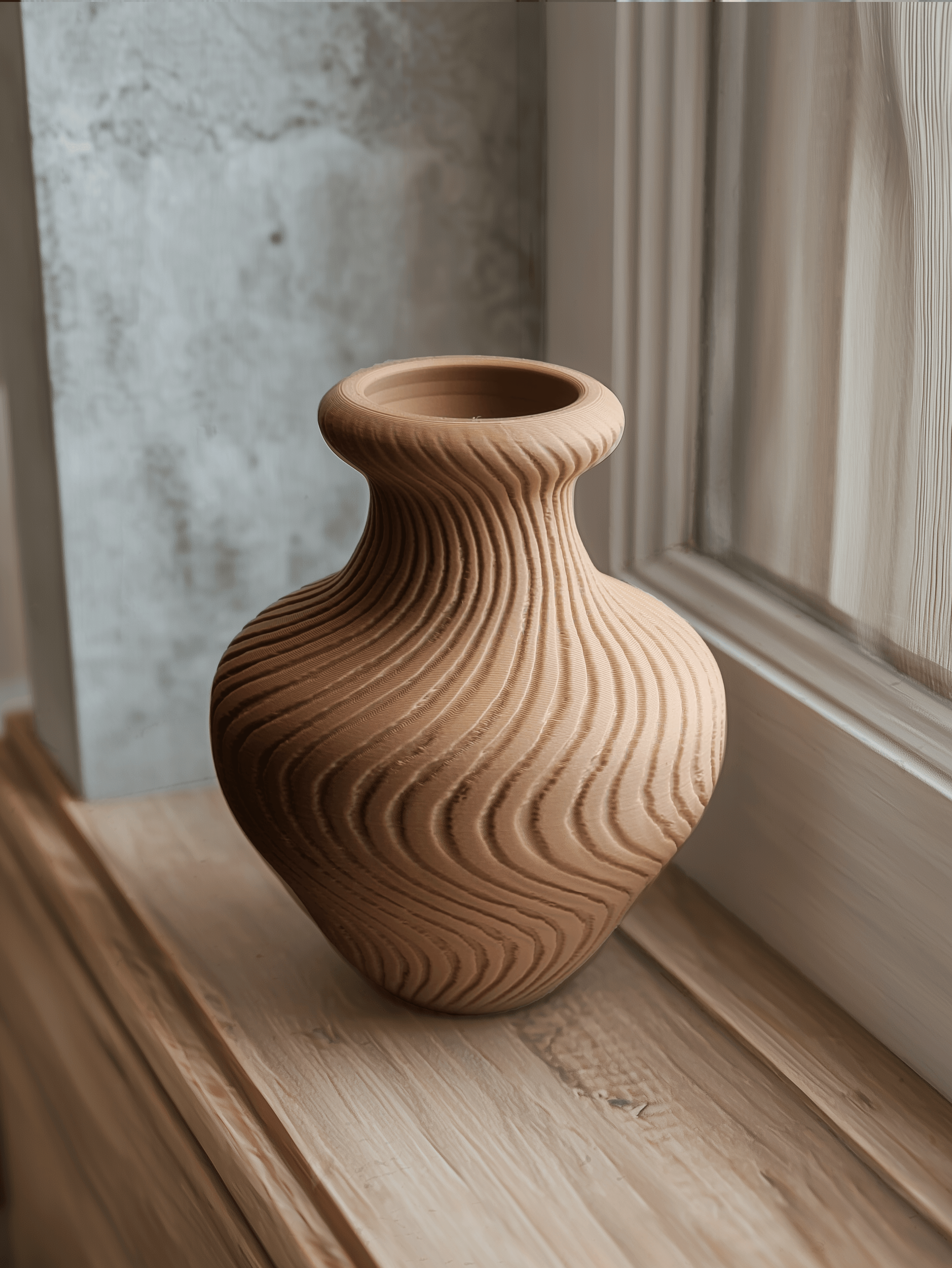 Pressio Vase - Carved Clay Vase 3d model