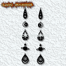 celestial earrings pack cosmos jewelery space earrings 3d model