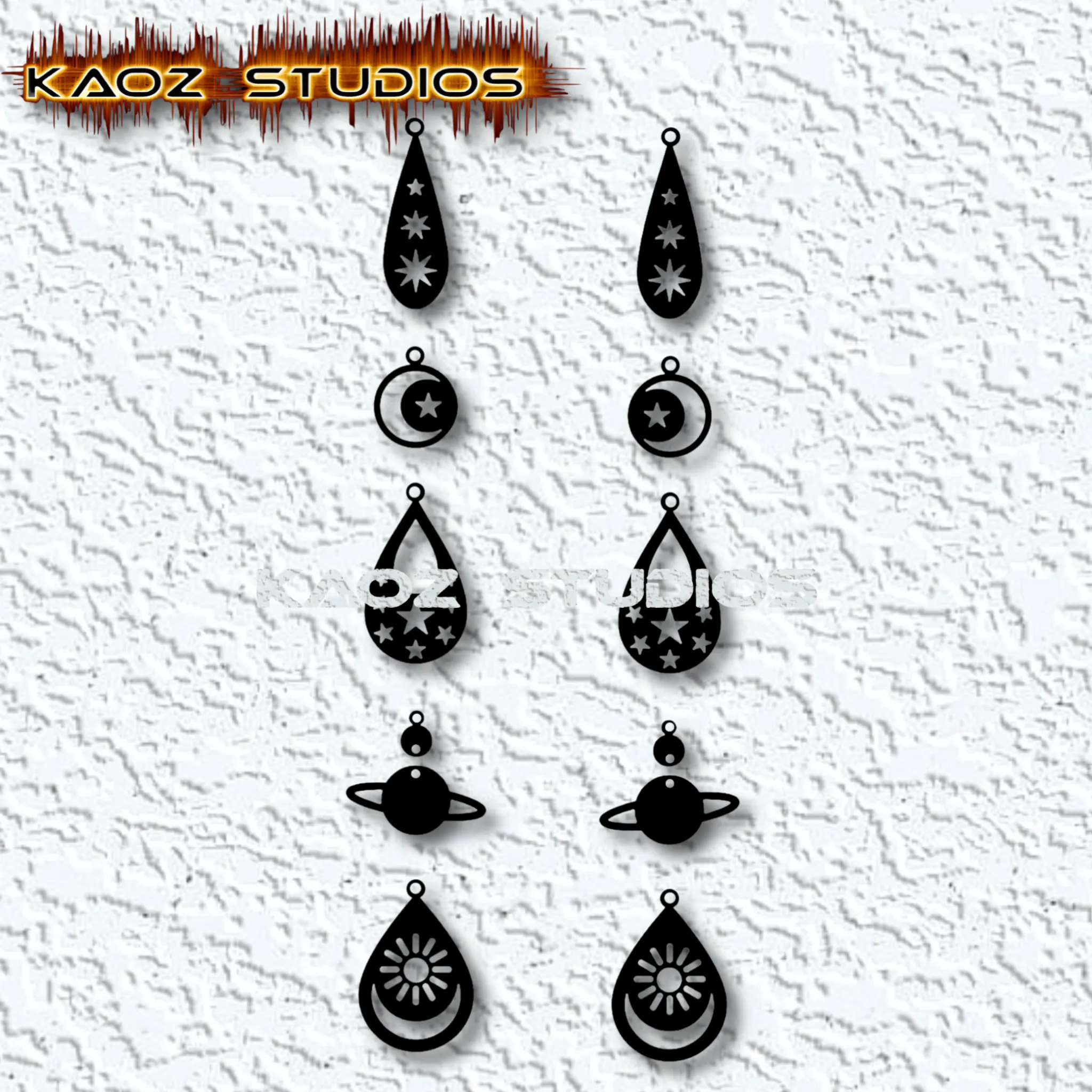 celestial earrings pack cosmos jewelery space earrings 3d model