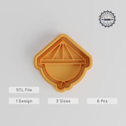 Cultural Hat Shape Cutter & Stamp, Cookie or Fondant Decoration Set, 3 Sizes, S/M/L, Traditional Asian Headwear Design PRODUCT_4488 3d model