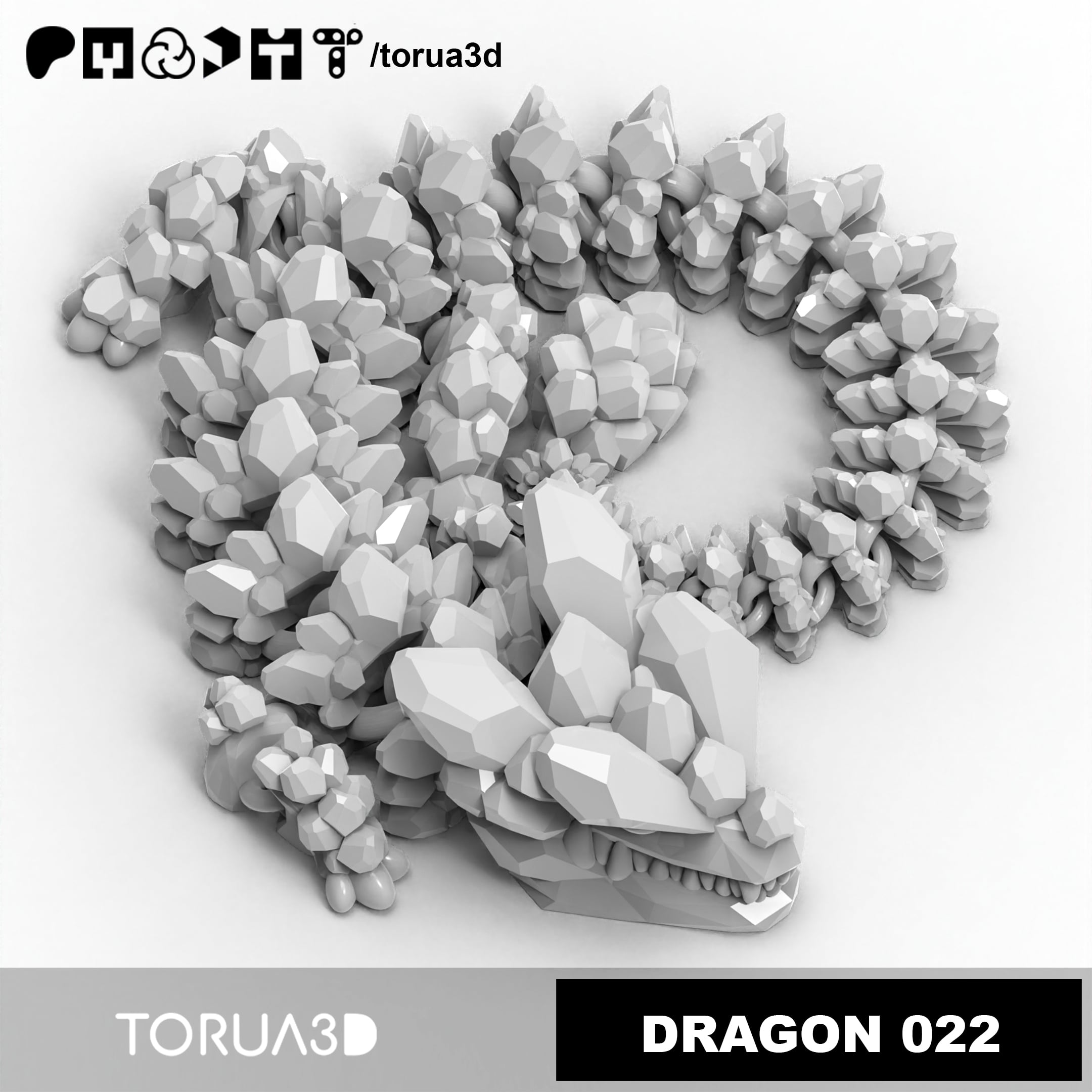Articulated Dragon 022 - Print in place - No supports - STL 3d model