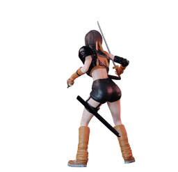 Dual-wielding modern Chinese female fighter with sword and parry dagger v2.0 3d model
