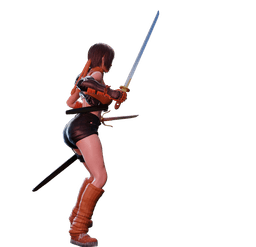 Dual-wielding modern Chinese female fighter with sword and parry dagger v2.0 3d model