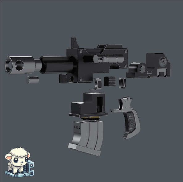 Functional Bolt Pistol 3d model