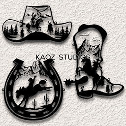 3 Designs - Cowboy wall art country wall decor farmhouse decoration 3d model