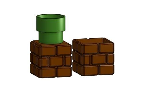 Mario Pipe Block Storage/Planter 3d model