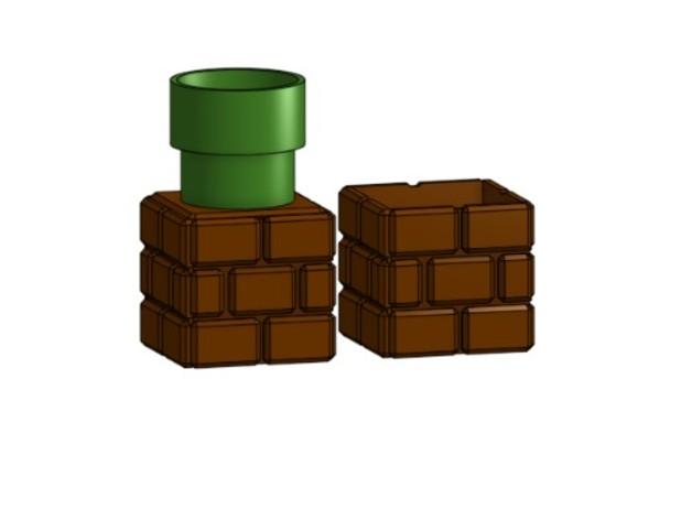 Mario Pipe Block Storage/Planter 3d model