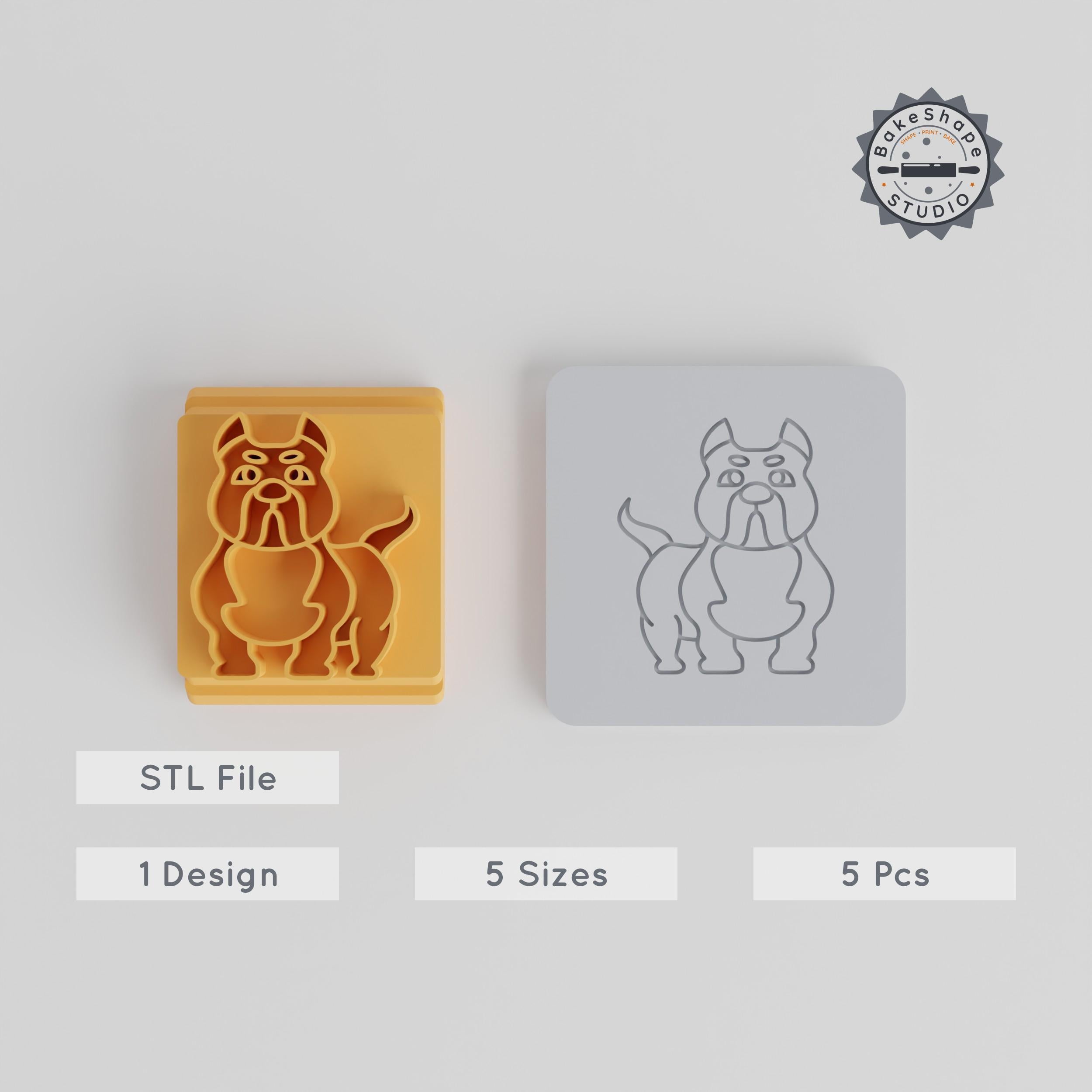 American Bully Stamp Tile Collection, 5 Motifs in 20-40mm, Ideal for Clay, Cookies & Fondant PRODUCT_5355 3d model