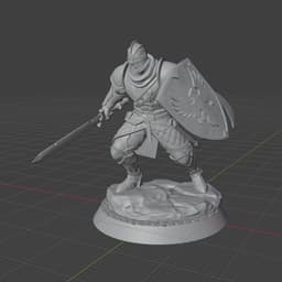 Knight Soldier Fantasy Miniature STL 32mm TTRPG 3d model
