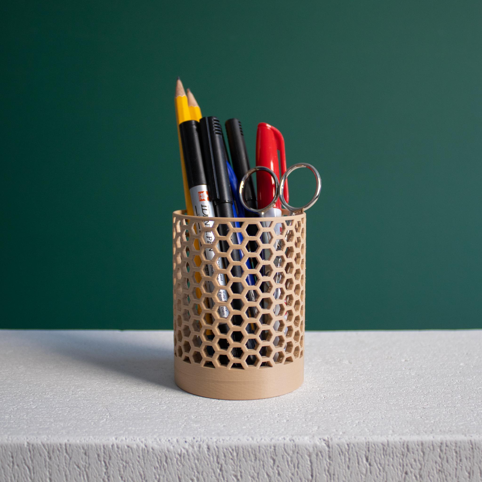 Honeycomb Pencil Holder + Memo Storage Box - set, Slimprint 3d model