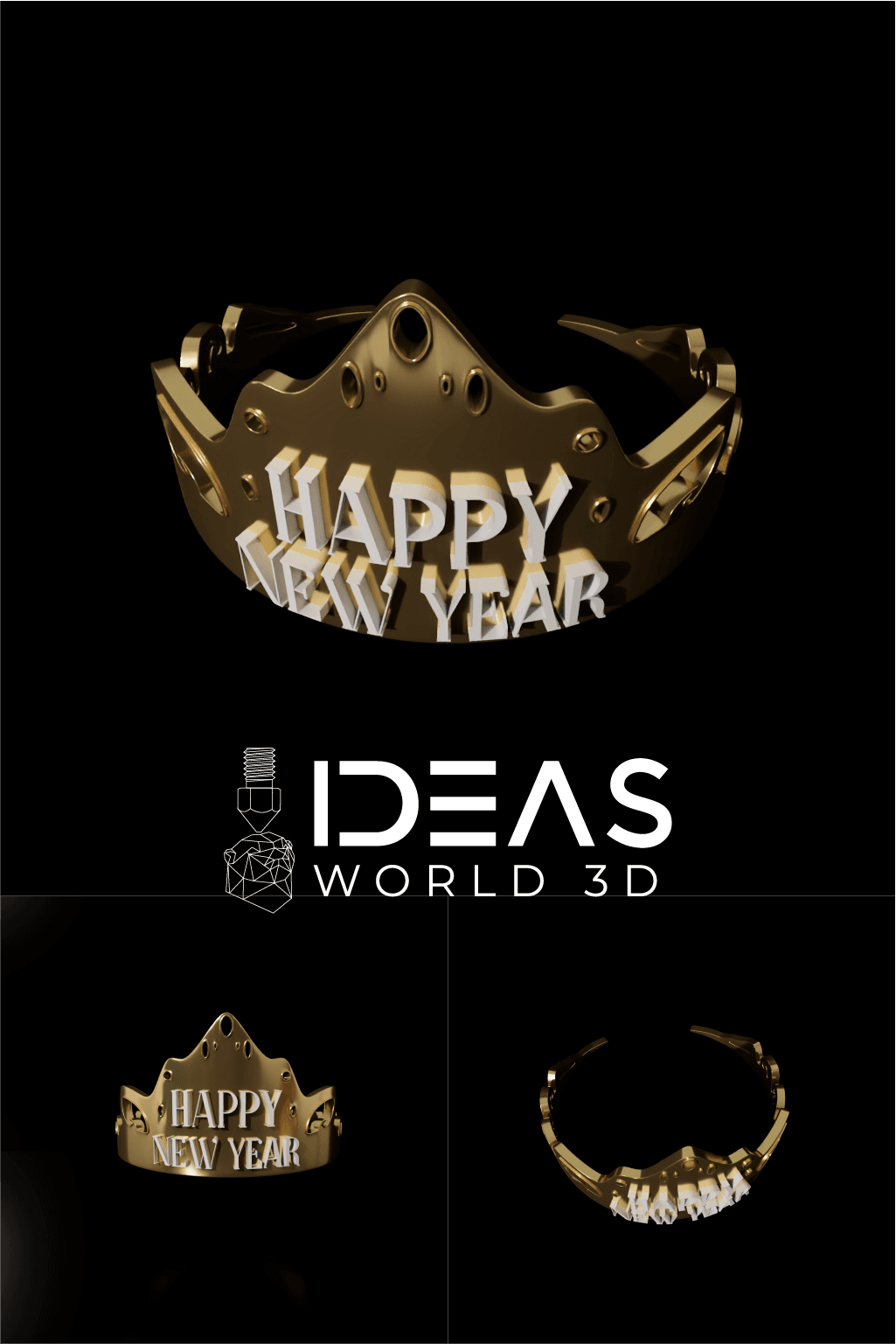 Happy New Year Tiara 3d model
